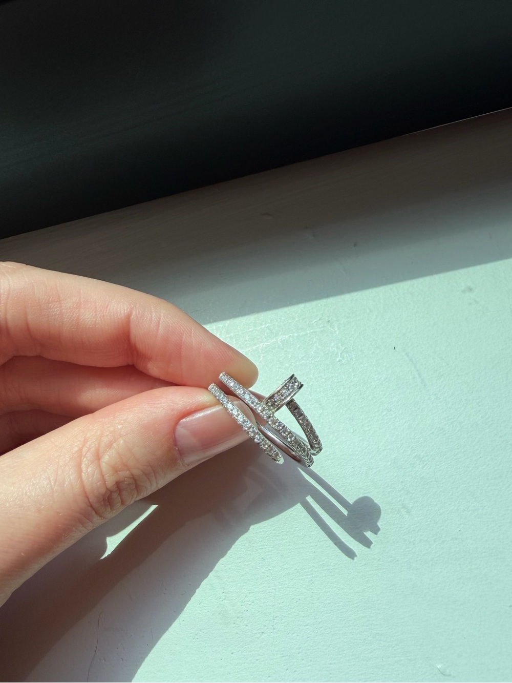 Sterling Silver & CZ Nail Ring